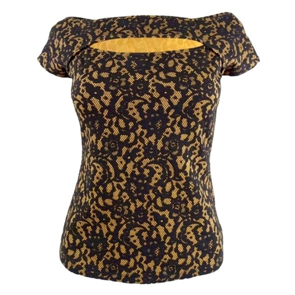 MICHAEL Michael Kors Women's Petite Black Lace Off-The-Shoulder Top (XL, Suntan) - Picture 1 of 9